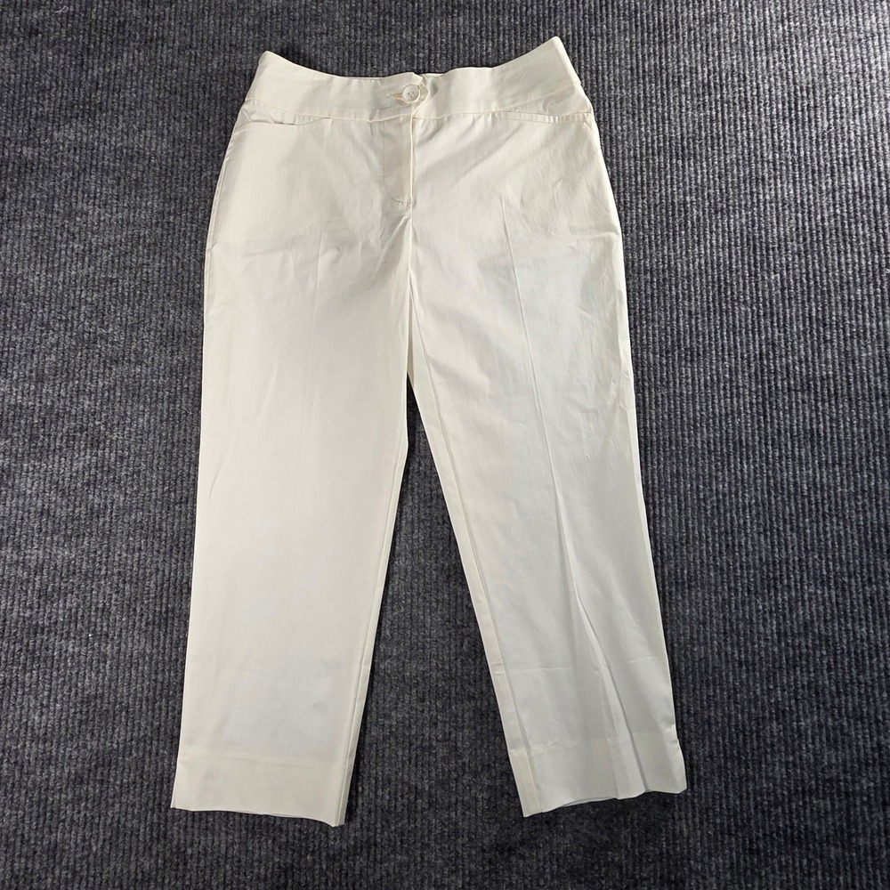 Trina‎ Turk Los Angeles Ivory Cotton Blend Cropped Trousers Pants Size 4 294119